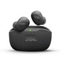 JBL wireless earbuds with charging case on a white background
