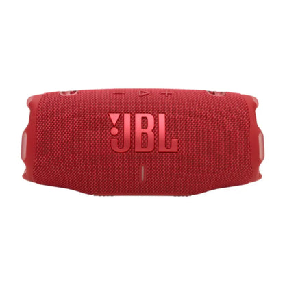 Red JBL portable speaker on a white background