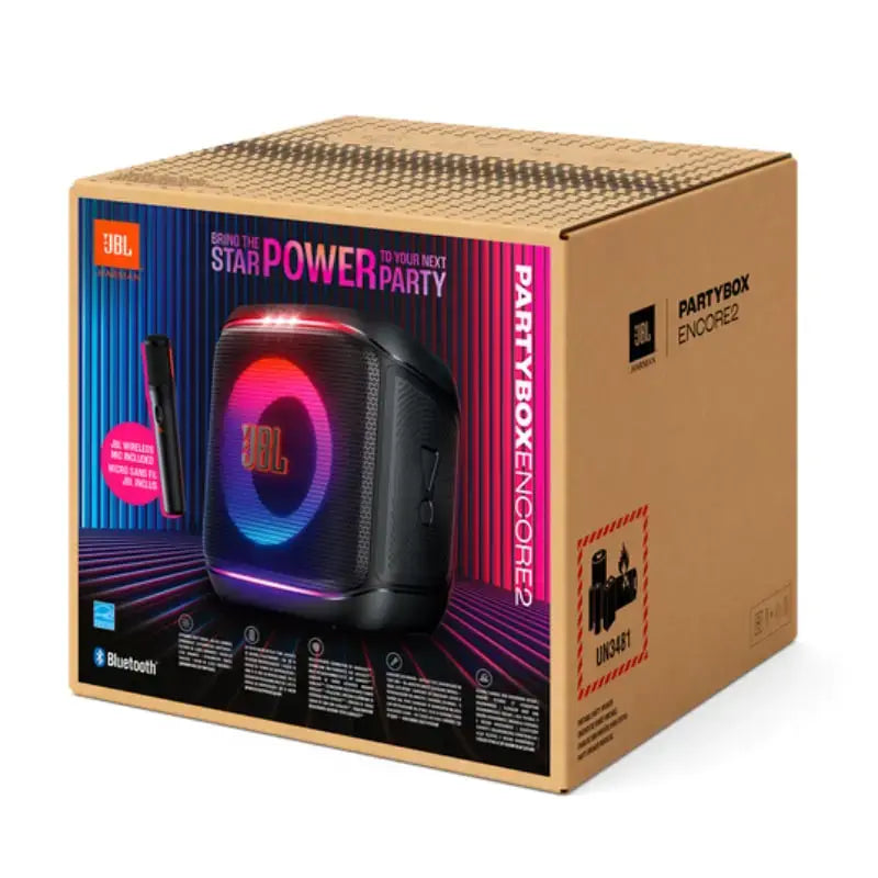 JBL PartyBox Encore 2 packaging on a white background