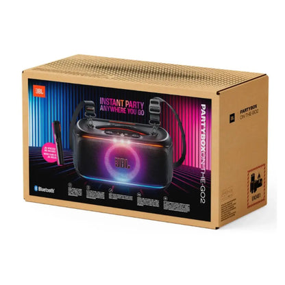JBL PartyBox On-The-Go 2 packaging on a white background