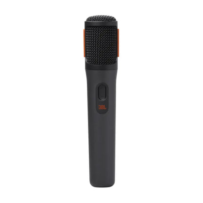 Gray JBL PartyBox Wireless Microphone with a logo on a white background