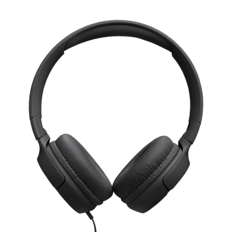 Black headphones on a white background