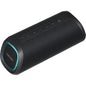 Black portable speaker with XBOOM branding on a white background