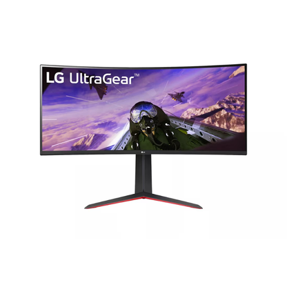 LG UltraGear monitor displaying a gaming scene on a white background
