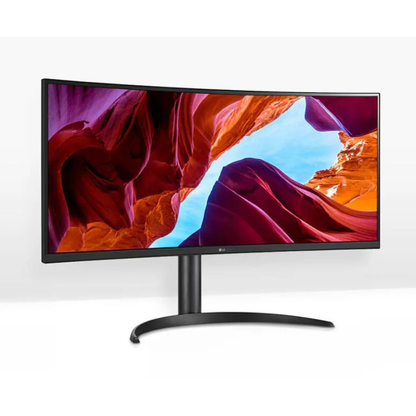 Curved monitor with a vibrant color on a white background