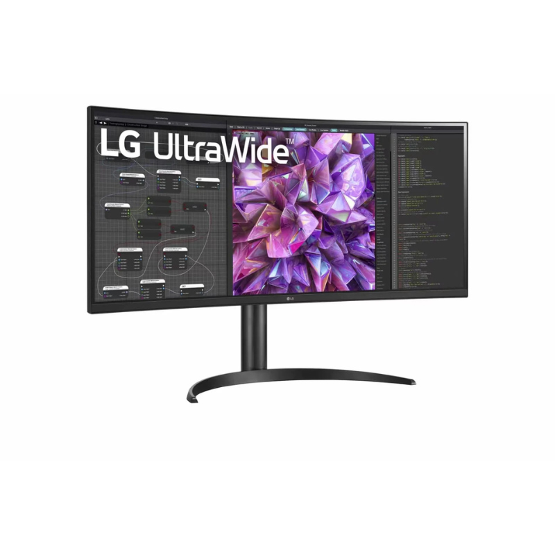 LG UltraWide monitor on a white background
