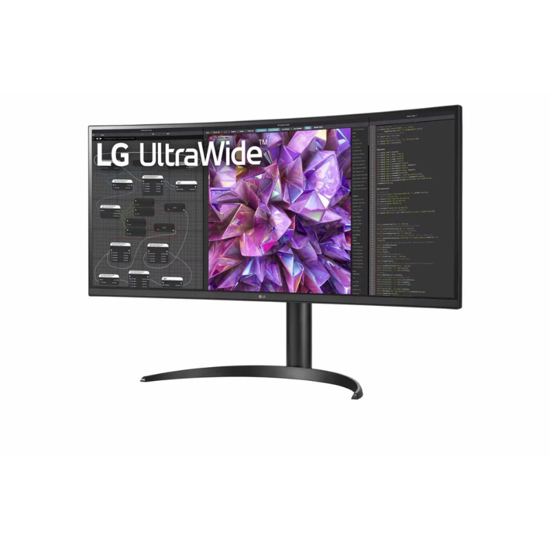 LG UltraWide monitor with a white background