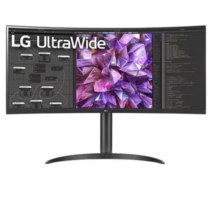 LG UltraWide monitor with curved display on a white background