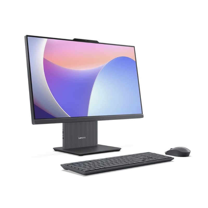 Lenovo computer monitor with keyboard and mouse on a white background