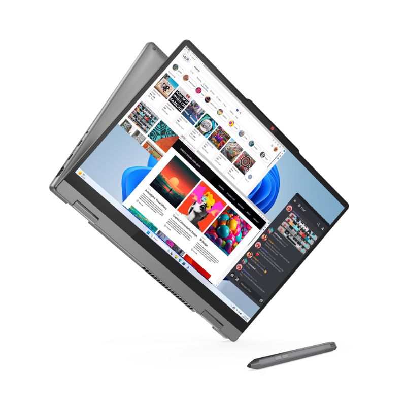Laptop with stylus on a white background