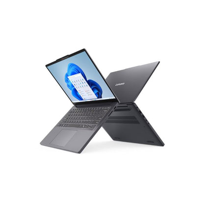 Open laptop displaying a blue screen on a white background