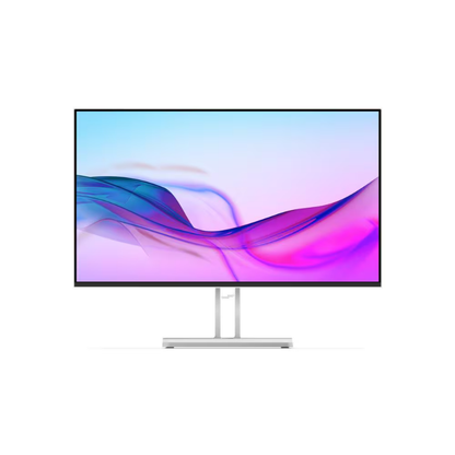 Computer monitor with colorful display on a white background
