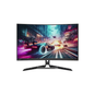 Gaming monitor with a dynamic cityscape and car scene on the screen