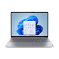 Laptop with a blue abstract design on the screen on a white background
