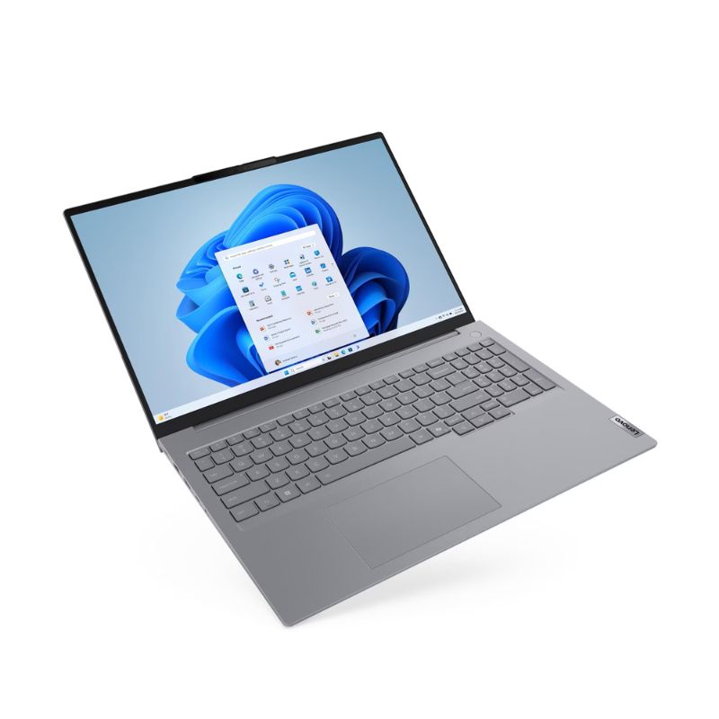 Gray laptop on a white background