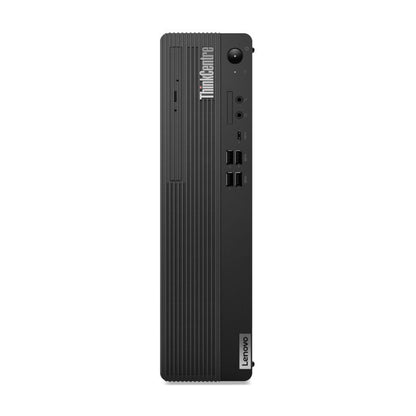 Black Lenovo ThinkCentre mini PC on a white background