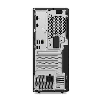 Back view of a computer tower case on a white background
