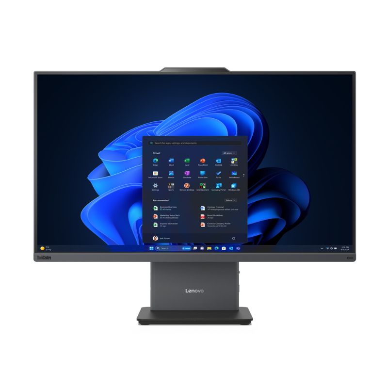 Lenovo ThinkCentre neo 50a 24 Gen 5 Core 7 240H 8GB RAM 512GB SSD-12SC009EUM with a blue abstract wallpaper on a white background
