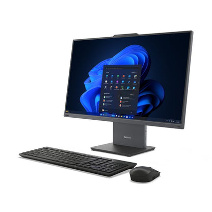 Lenovo ThinkCentre neo 50a 24 Gen 5 Core 7 240H 8GB RAM 512GB SSD-12SC009EUM, keyboard, and mouse on a white background