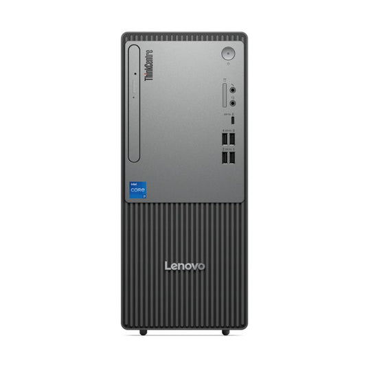 Lenovo desktop computer tower on a white background