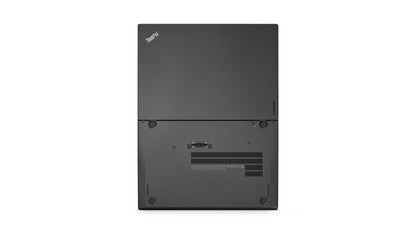 Bottom view of Lenovo ThinkPad T470s laptop showing cooling vents and screw placements.