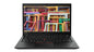 Front view of Lenovo ThinkPad T490s laptop with colorful abstract frame design on display and full keyboard visible.