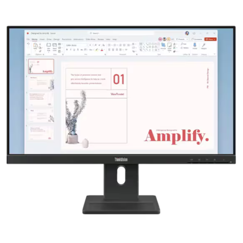 Computer monitor displaying a software interface with 'Amplify' branding.