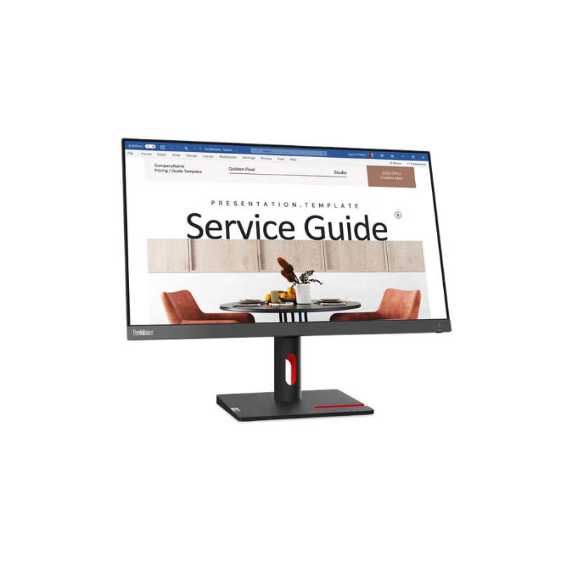 Monitor displaying a 'Service Guide' on a white background