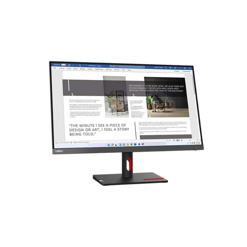 Monitor displaying a webpage with text and images on a white background