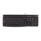 Black Logitech keyboard on a white background