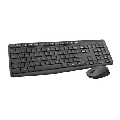 Black keyboard and mouse set on a white background
