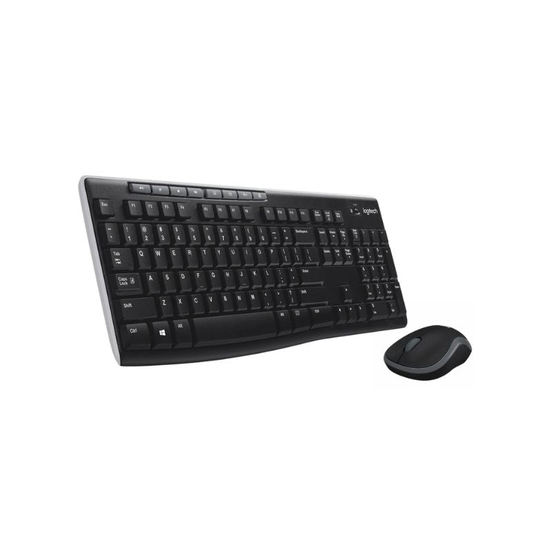 Black keyboard and mouse set on a white background