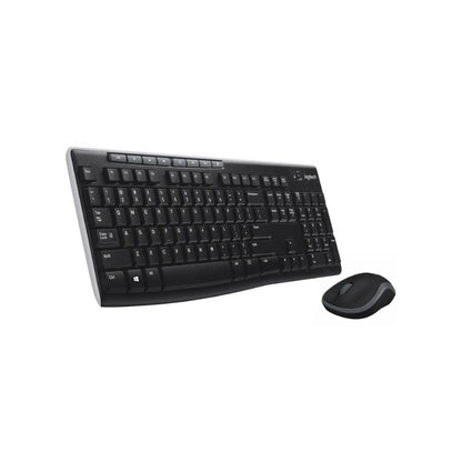 Black keyboard and mouse set on a white background