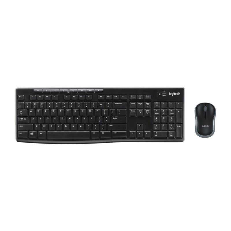 Logitech keyboard and mouse set on a white background