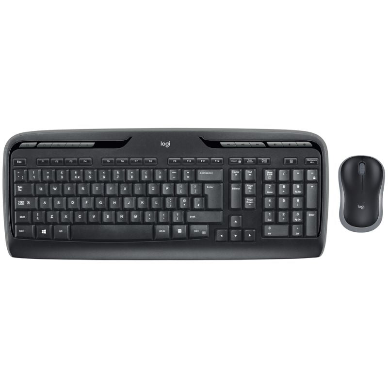Logitech keyboard and mouse set on a white background