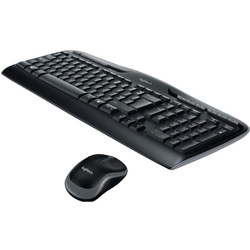 Black keyboard and mouse set on a white background
