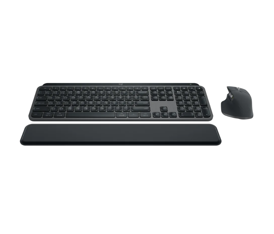 Black keyboard and mouse set on a white background