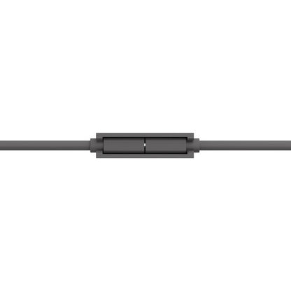 Close-up of a black metal cable connector on a white background