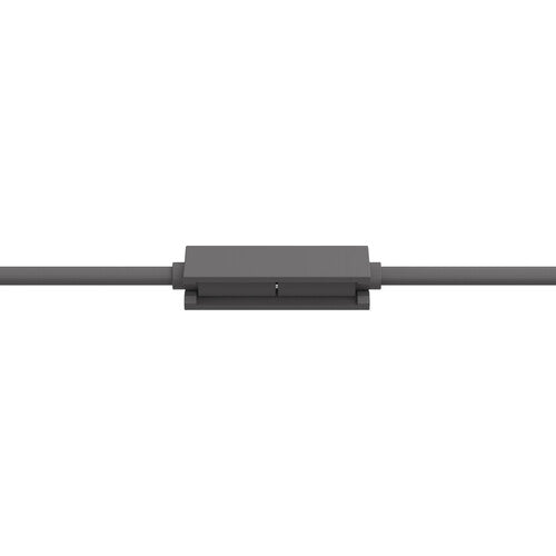 Black cable connector on a white background