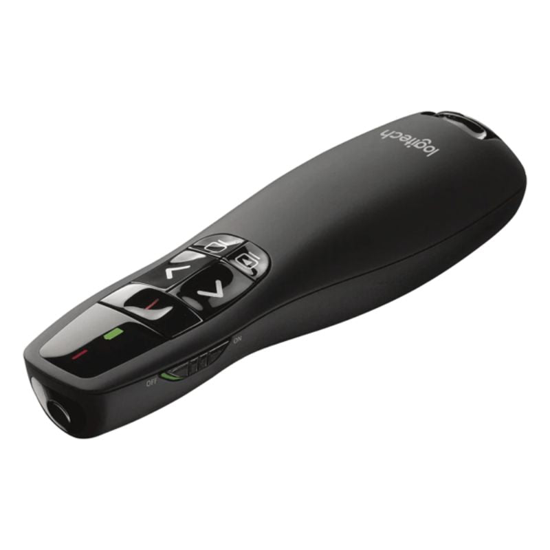 Black laser pointer with buttons on a white background