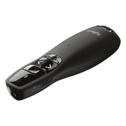 Black laser pointer with buttons on a white background