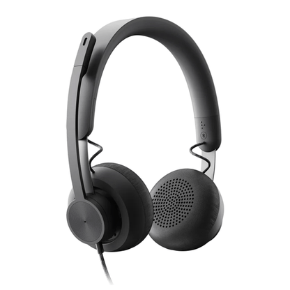 Black headphones on a white background