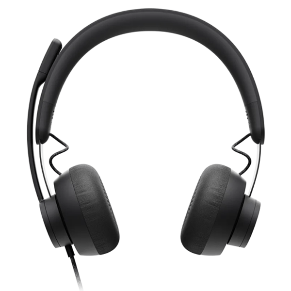 Black headphones on a white background