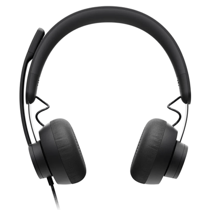 Black headphones on a white background