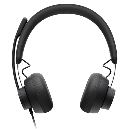 Black headphones on a white background
