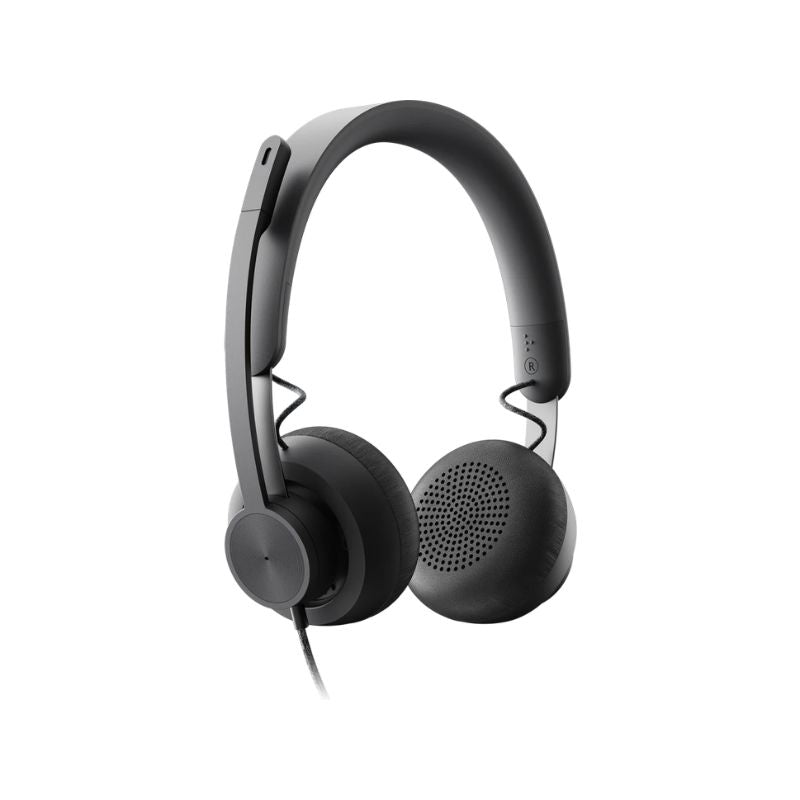 Black headphones on a white background