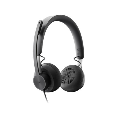 Black headphones on a white background