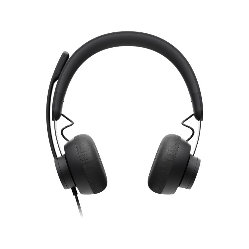 Black headphones on a white background
