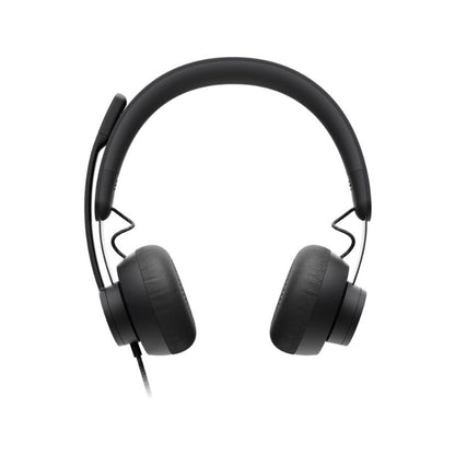 Black headphones on a white background