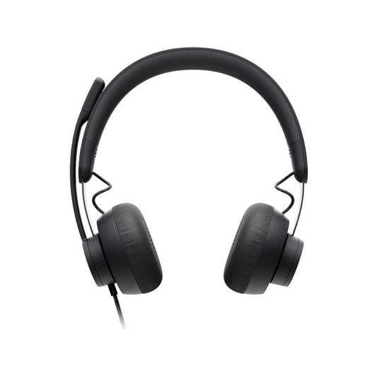 Black headphones on a white background